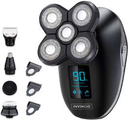 Aparat Ras Invincio Multifunctional 5 in 1 pentru fata cap si corp functie utilizare sub dus waterproof Negru Metal 