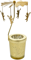 Candela sticla metal auriu Ingeri Ø 8x17 cm 