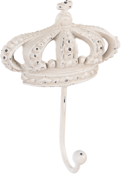 Cuier perete fier alb vintage Coroana 14x7x19 cm 