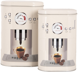 Set 2 cutii depozitare cafea metal 13x9x20 cm 11x7x18 cm 