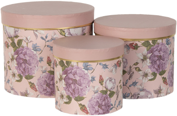 Set 3 cutii depozitare carton multicolor Ø 20x17 cm Ø 17x15 cm Ø 14x13 cm 
