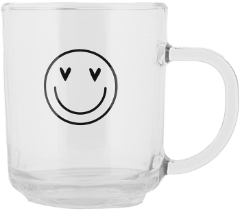 Set 6 cani sticla transparenta neagra Smile 11x8x9 cm / 200 ml 