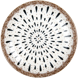 Set 6 farfurii ceramica alba maro neagra 21x3 cm 