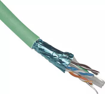 Cablu Cat.6 FTP 23AWG testat la 350MHz LS0H verde deschis tambur de 500m reactie la foc clasa Dcas2d2a1 