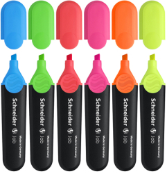 Pensule evidentiere colorate Schneider pentru birou set 6 