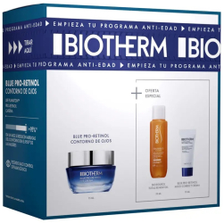 Set anti-imbatranire cu efect iluminator si regenerant Biotherm Blue Retinol Contorno De Ojos Estuche 3 buc 
