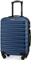 Troler cabina avion Zagatto® Albastru 55x40x20 cm Marime S Compatibil Ryanair Wizz Air Maner telescopic din aluminiu 4 roti 360 