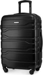 Troler mediu Zagatto® Negru 65x42x26 cm Maner telescopic din aluminiu 4 roti 360 Capacitate 60L Marime M Picioare de protectie 