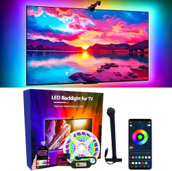 Banda LED inteligenta RGBIC pentru TV Butoarka 5m Bluetooth Camera cu Senzor de Culoare Backlight Ambilight Sincronizare Imagin 