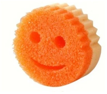 Burete de Vase Cyrax Rotund din Burete PU Model Smiley Face Doua Fete 10 x 4 cm Portocaliu/Galben 