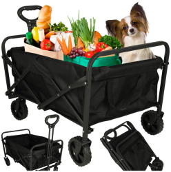 Carucior de transport pliabil cu roti negru capacitate 100 l 83 x 43 x 47 cm 