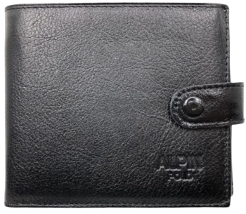 Portofel pentru barbati din piele naturala Alpin Polo 12x10cm Negru 