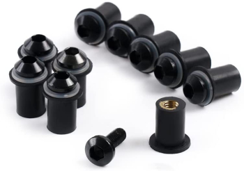 Set 10 suruburi cu piulite M5x16mm cauciucate carene parbriz moto 