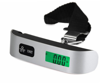 Cantar Digital de Mana Curea Cyrax Cantar Portabil Cantarire Bagaje Capacitate 50 kg Functie de Tara 12.5 x 2.8 x 2.8 cm Alb-Negru 