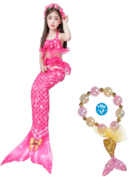 Coada de Sirena THK® Rosu cu bratara HandMade by Alessia Ioana - 110 cm - 3-4 ani 