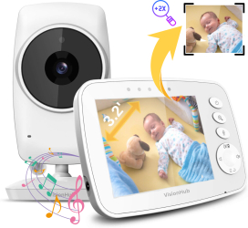 Baby Monitor pentru bebelusi VisionHub® Sistem Monitorizare Video si Audio Wireless Raza 300 m Ecran de 3 2 inch cu dublu microfon 