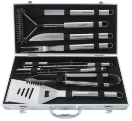 Set de 11 ustensile de gratar Klausberg KB 7901 Geanta de transport Manere ergonomice Otel inoxidabil Inox 