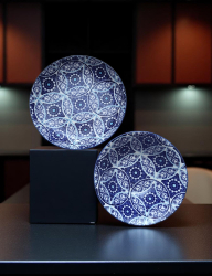 Set vesela ceramica albastra cu model marocan
