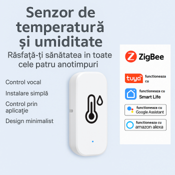 Termometru-Higrometru WiFI Compatibil Tuya APP Smart Life APP Alexa si Google Home