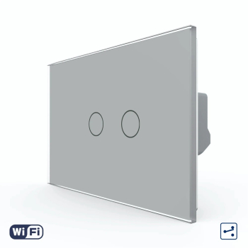 Intrerupator Dublu Cap Scara \/ Cruce Wi-Fi cu Touch LIVOLO standard Italian Gri 