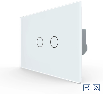 Intrerupator Dublu Cap Scara \/ Cruce Wireless cu Touch LIVOLO din Sticla \u2013 Standard Italian Alb 