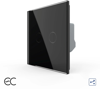 Intrerupator Dublu Cap Scara \/ Cruce cu Touch LIVOLO din Sticla \u2013 Protocol ZigBee EC Negru 