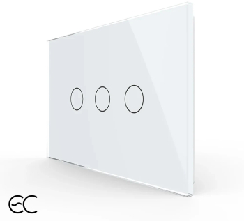 Intrerupator triplu cu touch Livolo din sticla standard Italian protocol ZigBee EC Alb 