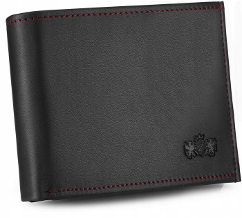Portofel barbati Zagatto R Negru-Rosu Orizontal Piele naturala RFID 2 Buzunare pentru bancnote 6 Sloturi pentru card 2 Buzunare pen 