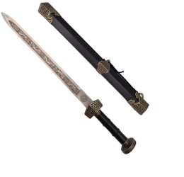 Sabie decorativa chinezeasca Jian IdeallStore® doua taisuri 39 cm 