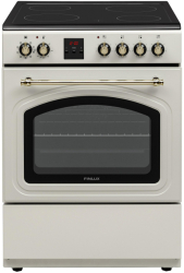 Aragaz electric Finlux FLCR 600MD RETRO Display LED Plita vitroceramica 4 zone Cuptor multifunctional 69 l Clasa A Champagne 