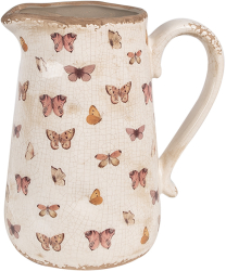 Carafa decorativa ceramica bej roz Fluturasi 21x15x23 cm 
