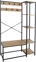 Cuier metal negru MDF stejar Berdy 110x40x180 cm 