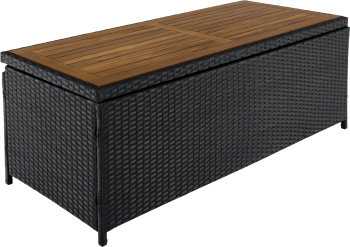 Cutie/banca de depozitare pentru gradina negru/natural/crem Bemus 120x50x50 cm 