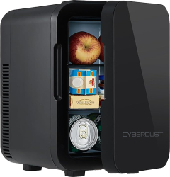 Mini Figider Ecocool CYBERDUST Negru 8L Portabil Termo-Electric Pastreaza Rece sau Mentine Cald Ideal pentru Alimente Bauturi si Cos 