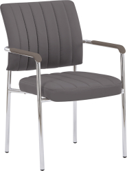 Scaun birou gri-brun taupe piele ecologica crom Florin 63x56x83 cm 