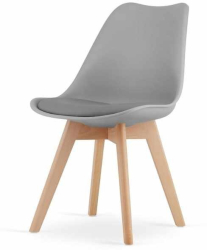 Scaun Mercaton Grosseto Stil Scandinav cu Picioare din Lemn Sezut din PP si Perna din Piele Ecologica Maxim 120 Kg 49 x 45 x 