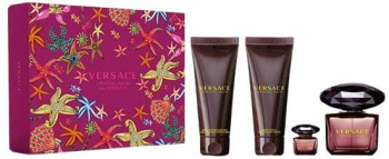 Set cadou Versace Crystal Noir pentru femei EDP 90 ml + 100 ml lotiune de corp + 100 ml gel de dus + geanta de toaleta 