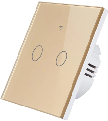 Intrerupator inteligent cu touch Wifi 2 canale 10A Auriu