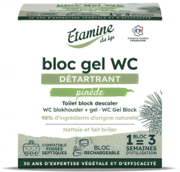 Pastila gel + suport pentru curatare si detartrare toaleta parfum pin si eucalipt Etamine 