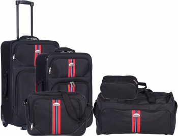 Set 5 bucati Master Penta Troler mediu Troler mic Geanta voiaj Geanta avion Geanta cosmetice Black 