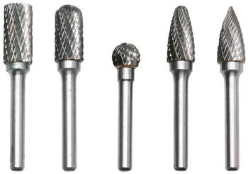 Trusa 5 Freze Biax de Carbura Mari din Otel Tungsten pentru Metal Lemn si alte materiale Diamentru Varf 12 mm si Tija Prindere 6 mm 