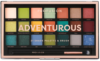 Adventurous Paleta Farduri Vegane 21 Nuante si 1 Pensula Profusion Cosmetics 245 gr 