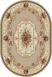 Covor Oval Model Lotos 507-100 Marime 80 x 200 cm Bej Crem Inaltime Fir 8 mm Antialergic Polipropilena Living Dormitor Sufragerie Birou 