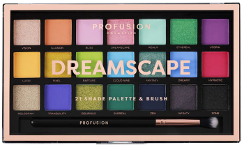 Dreamscape Paleta Farduri 21 Nuante si 1 Pensula Profusion Cosmetics 245 gr 
