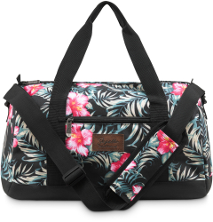 Geanta de voiaj Neagra cu imprimeu floral Zagatto Basic Air 20L 40x25x20 cm Atasabila la troler Impermeabila Curea de umar cu protect 