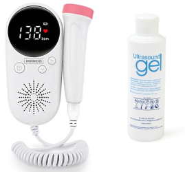 Monitor fetal Doppler Invincio pentru monitorizare functii vitale fat intrauterin gel ultrasunete inclus detectarea batailor inimii/pulsul 