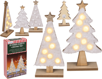 Set 2 braduti Craciun din lemn cu lumina LED 