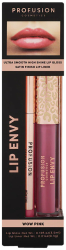 Set Lip Envy Wow Pink luciu de buze ultra neted si lucios & creion pentru buze cu finish satinat Profusion Cosmetics 3 5 ml + 0 3 g 