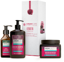 Set trio cu Cheratina pentru regenerarea si fortifierea parului Arganicare 1000 ml 