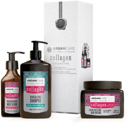 Set trio cu Colagen pentru revitalizarea si restructurarea parului Arganicare 1000 ml 